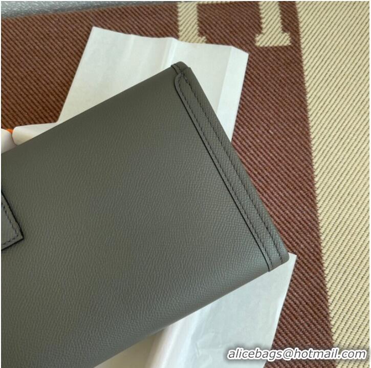 Classic Hermes Original Espom Leather Clutch 37088 dark gray