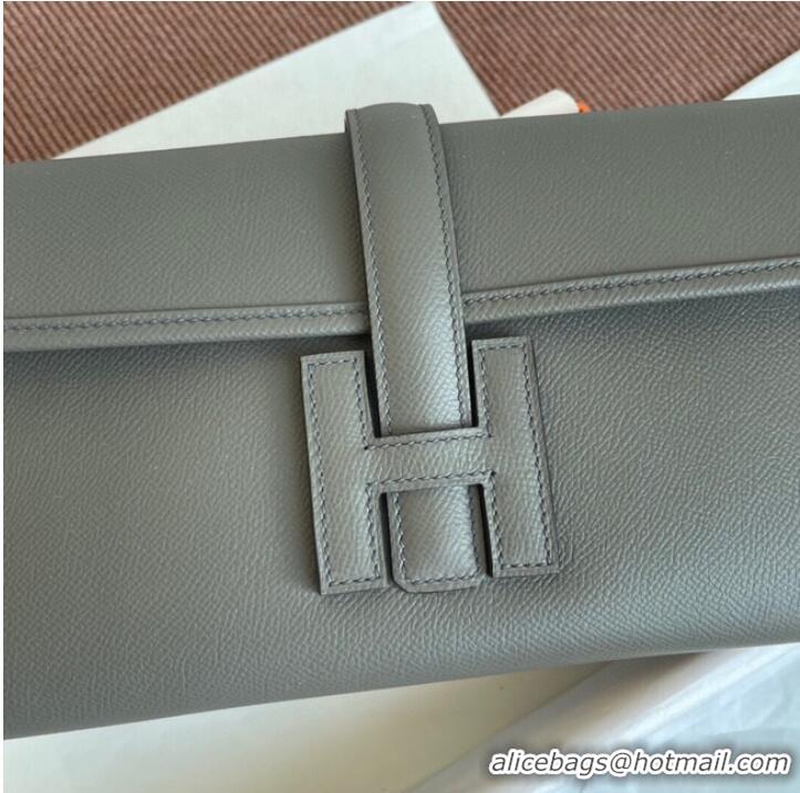 Classic Hermes Original Espom Leather Clutch 37088 dark gray