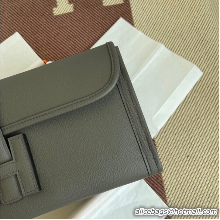 Classic Hermes Original Espom Leather Clutch 37088 dark gray