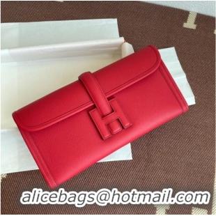 Low Cost Hermes Original Espom Leather Clutch 37088 red