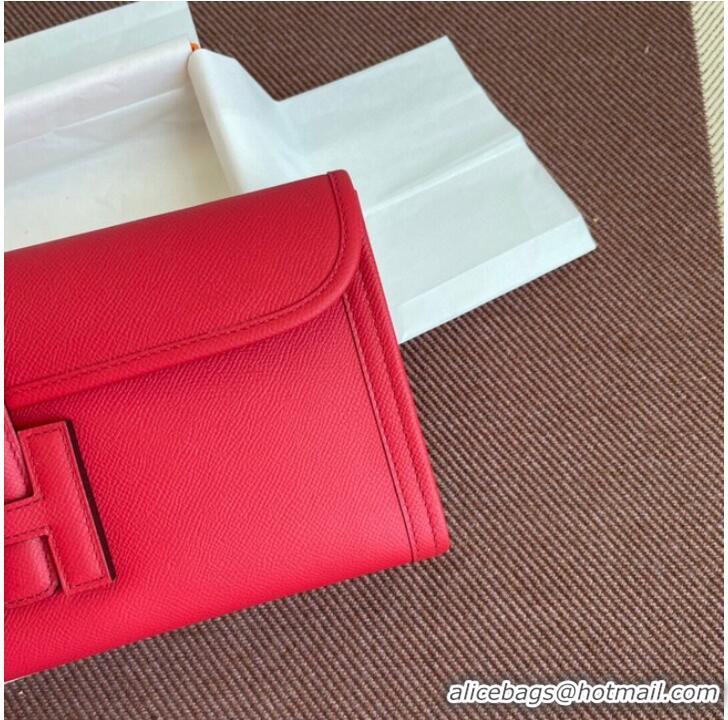 Low Cost Hermes Original Espom Leather Clutch 37088 red