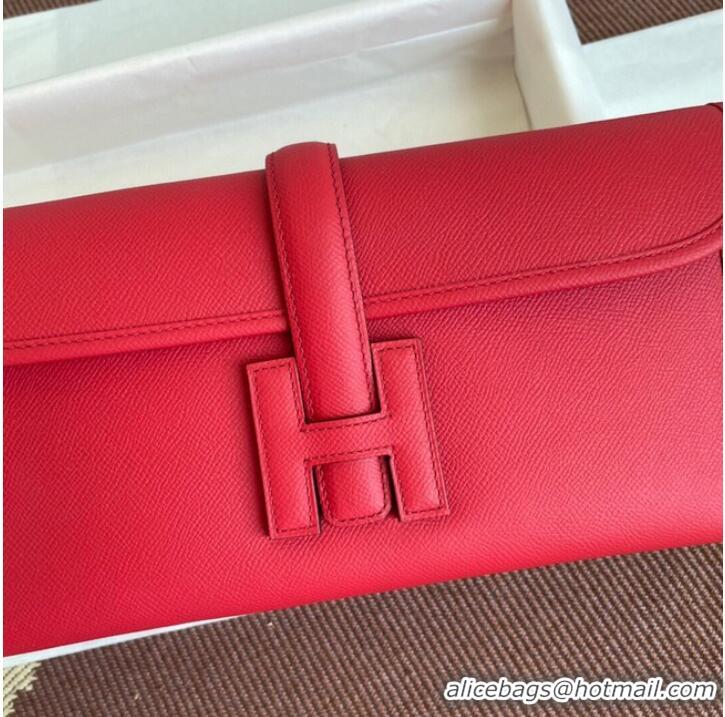 Low Cost Hermes Original Espom Leather Clutch 37088 red