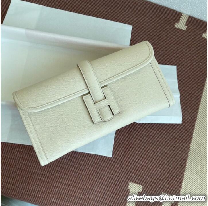 Youthful Hermes Original Espom Leather Clutch 37088 cream