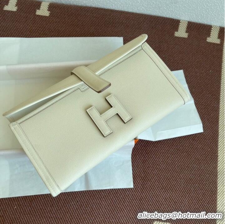 Youthful Hermes Original Espom Leather Clutch 37088 cream