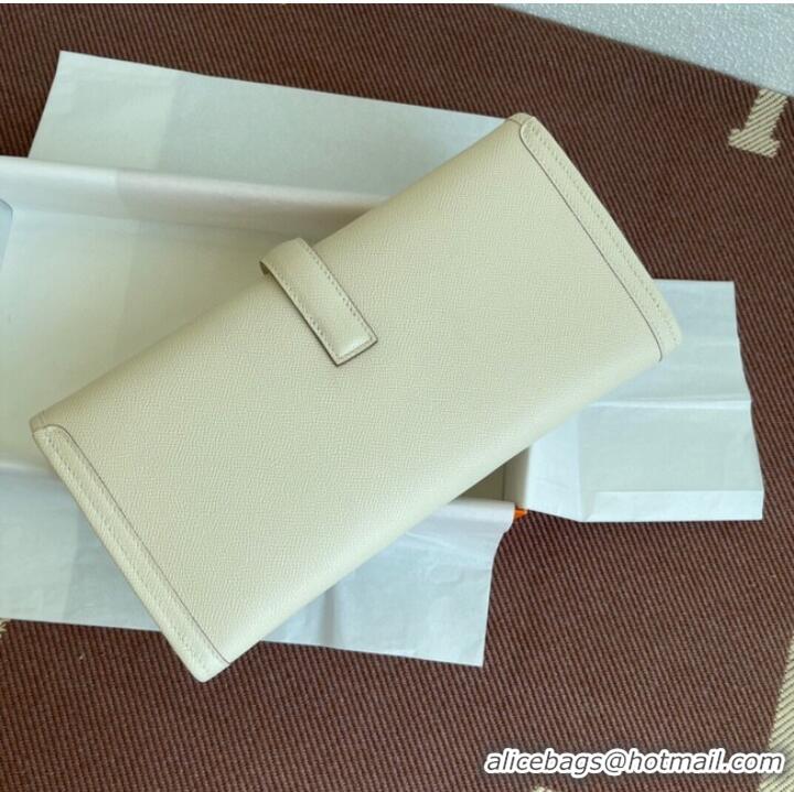 Youthful Hermes Original Espom Leather Clutch 37088 cream