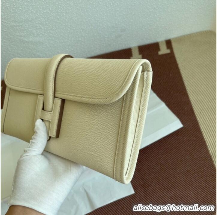 Youthful Hermes Original Espom Leather Clutch 37088 cream