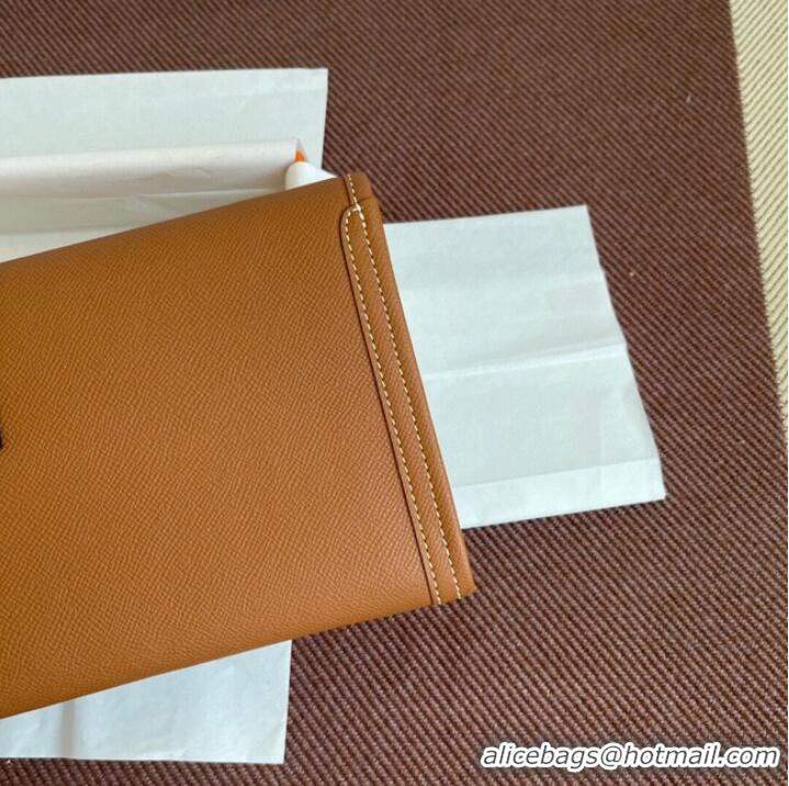 Unique Discount Hermes Original Espom Leather Clutch 37088 brown