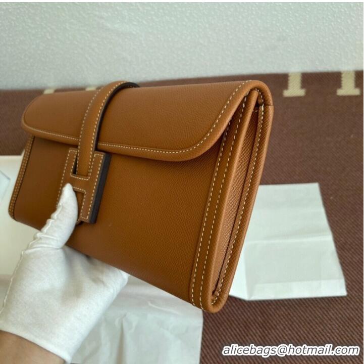 Unique Discount Hermes Original Espom Leather Clutch 37088 brown