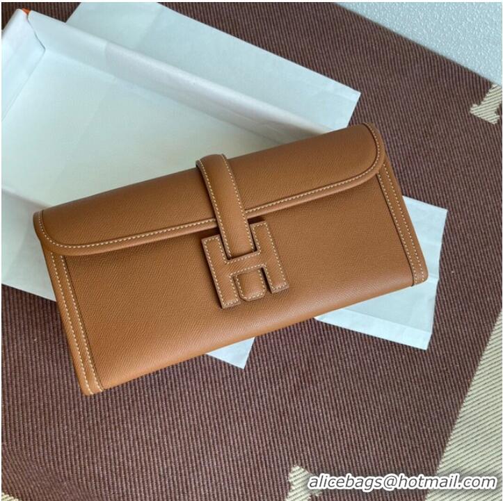 Unique Discount Hermes Original Espom Leather Clutch 37088 brown