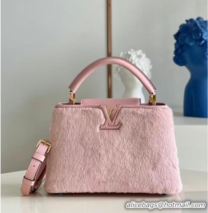 Good Product Louis Vuitton CAPUCINES BB M48865 pink Mink hair