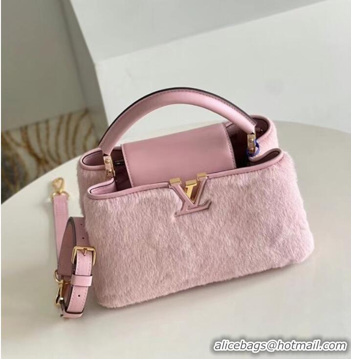 Good Product Louis Vuitton CAPUCINES BB M48865 pink Mink hair