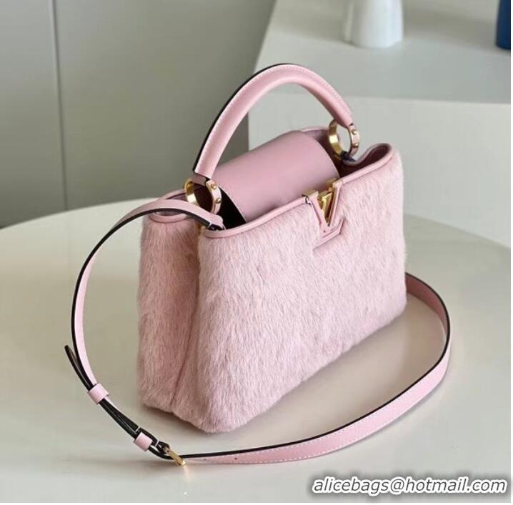 Good Product Louis Vuitton CAPUCINES BB M48865 pink Mink hair