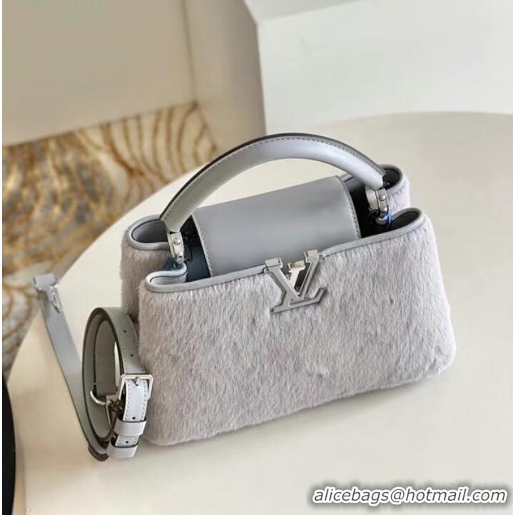 New Stylish Louis Vuitton CAPUCINES BB M48865 gray Mink hair