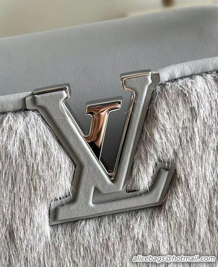 New Stylish Louis Vuitton CAPUCINES BB M48865 gray Mink hair