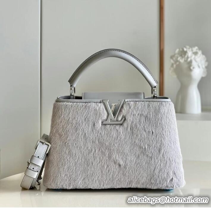 New Stylish Louis Vuitton CAPUCINES BB M48865 gray Mink hair