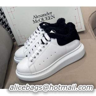 Low Cost Alexander Mcqueen Calfskin and Shearling Sneakers White/Black 111823