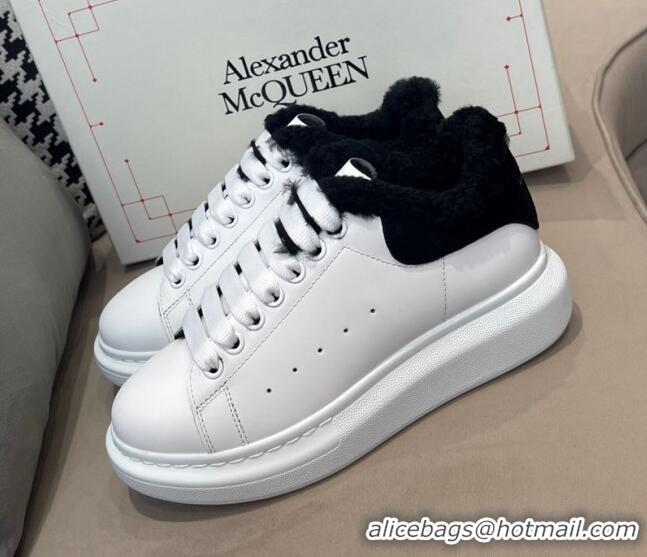 Low Cost Alexander Mcqueen Calfskin and Shearling Sneakers White/Black 111823