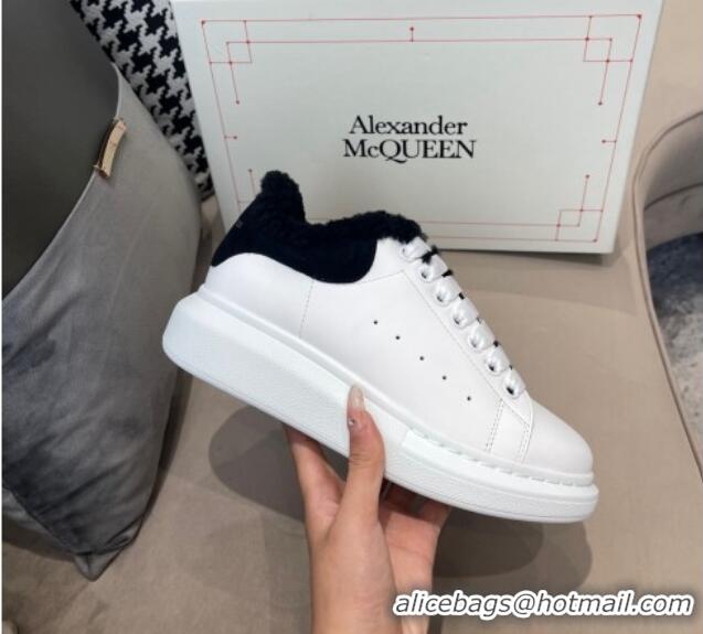 Low Cost Alexander Mcqueen Calfskin and Shearling Sneakers White/Black 111823