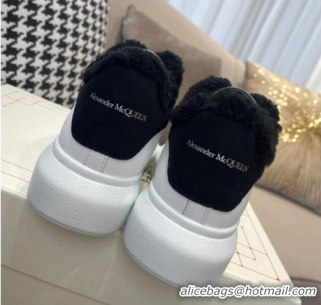 Low Cost Alexander Mcqueen Calfskin and Shearling Sneakers White/Black 111823