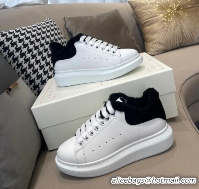 Low Cost Alexander Mcqueen Calfskin and Shearling Sneakers White/Black 111823