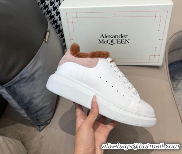 Best Price Alexander Mcqueen Calfskin and Shearling Sneakers White/Brown 111824