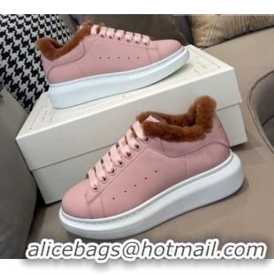 Good Quality Alexander Mcqueen Calfskin and Shearling Sneakers Pink/Brown 111825