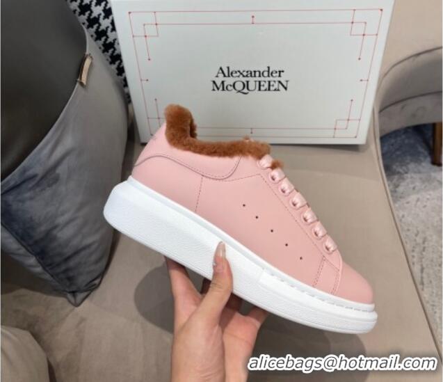 Good Quality Alexander Mcqueen Calfskin and Shearling Sneakers Pink/Brown 111825