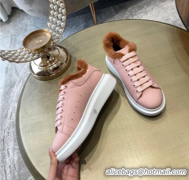 Good Quality Alexander Mcqueen Calfskin and Shearling Sneakers Pink/Brown 111825