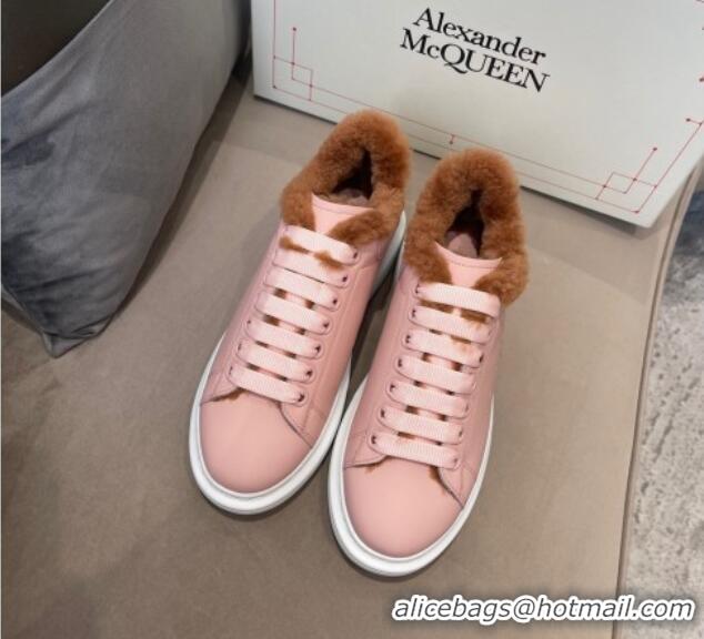 Good Quality Alexander Mcqueen Calfskin and Shearling Sneakers Pink/Brown 111825