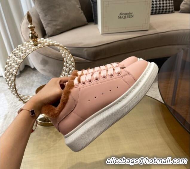 Good Quality Alexander Mcqueen Calfskin and Shearling Sneakers Pink/Brown 111825