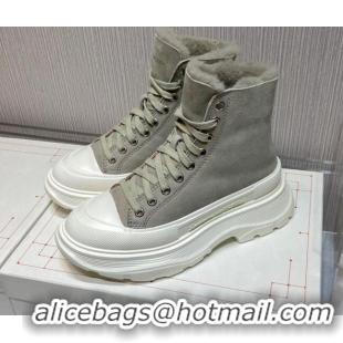 Good Product Alexander Mcqueen Suede and Wool Sneaker Boots Grey 111830