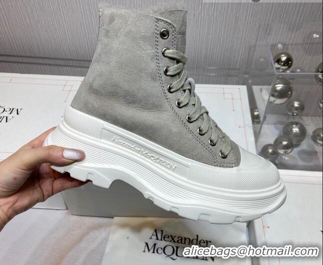 Good Product Alexander Mcqueen Suede and Wool Sneaker Boots Grey 111830