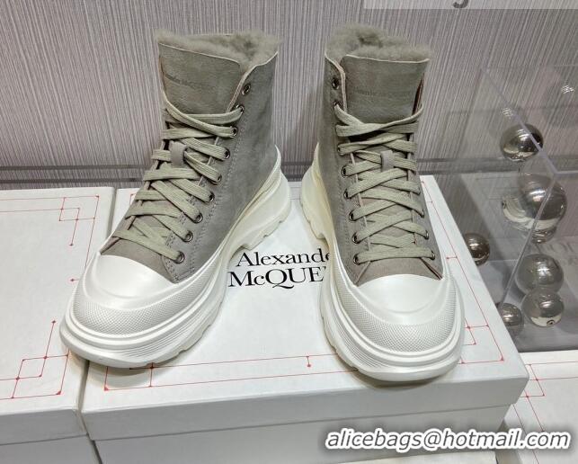 Good Product Alexander Mcqueen Suede and Wool Sneaker Boots Grey 111830