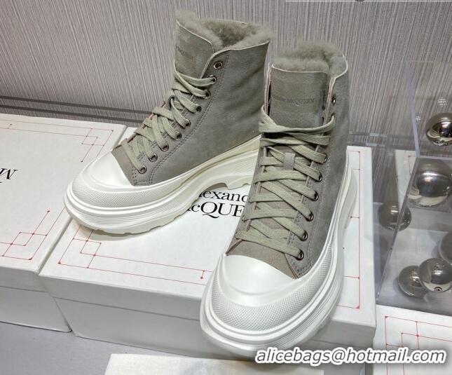 Good Product Alexander Mcqueen Suede and Wool Sneaker Boots Grey 111830