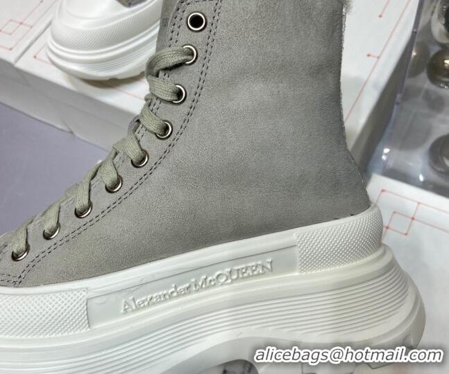 Good Product Alexander Mcqueen Suede and Wool Sneaker Boots Grey 111830