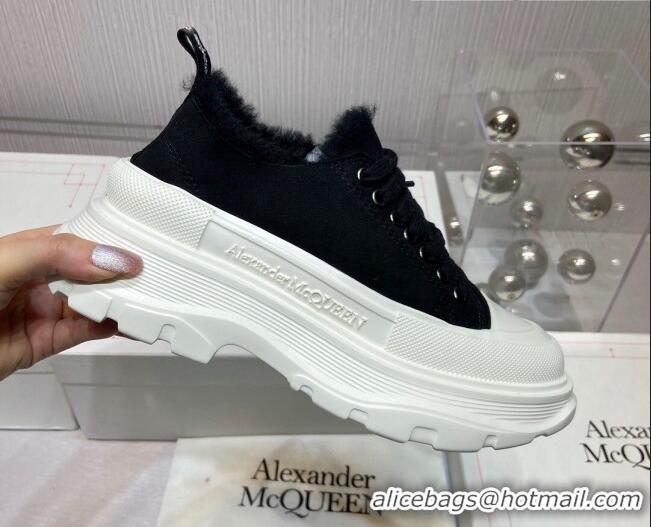 Affordable Price Alexander Mcqueen Suede and Wool Low-Top Sneaker Black 111834