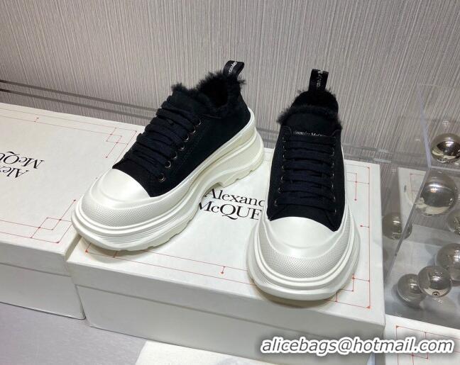 Affordable Price Alexander Mcqueen Suede and Wool Low-Top Sneaker Black 111834