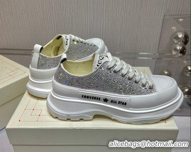 Top Design Alexander Mcqueen x Converse Crystal Canvas Sneakers Silver 111836