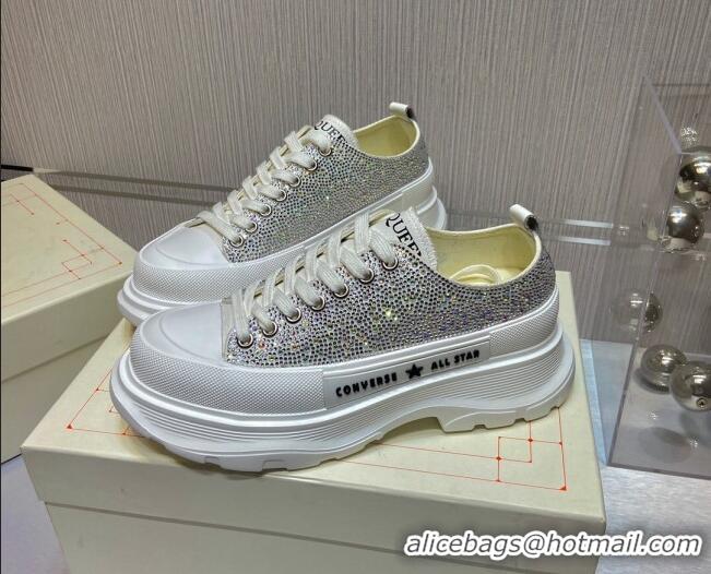 Top Design Alexander Mcqueen x Converse Crystal Canvas Sneakers Silver 111836