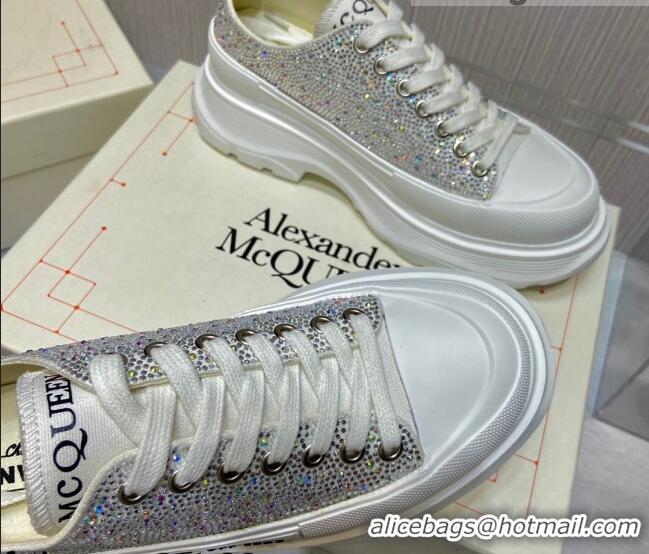 Top Design Alexander Mcqueen x Converse Crystal Canvas Sneakers Silver 111836