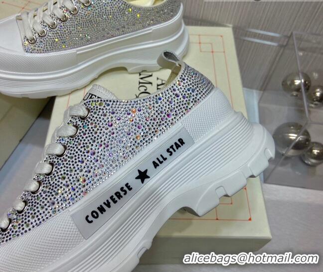 Top Design Alexander Mcqueen x Converse Crystal Canvas Sneakers Silver 111836