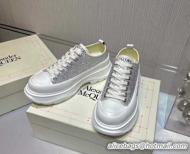 Top Design Alexander Mcqueen x Converse Crystal Canvas Sneakers Silver 111836