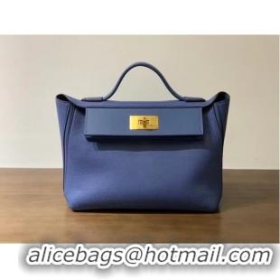 Top Quality Hermes Kelly Original togo Leather Tote Bag H2424 Electro optic blue