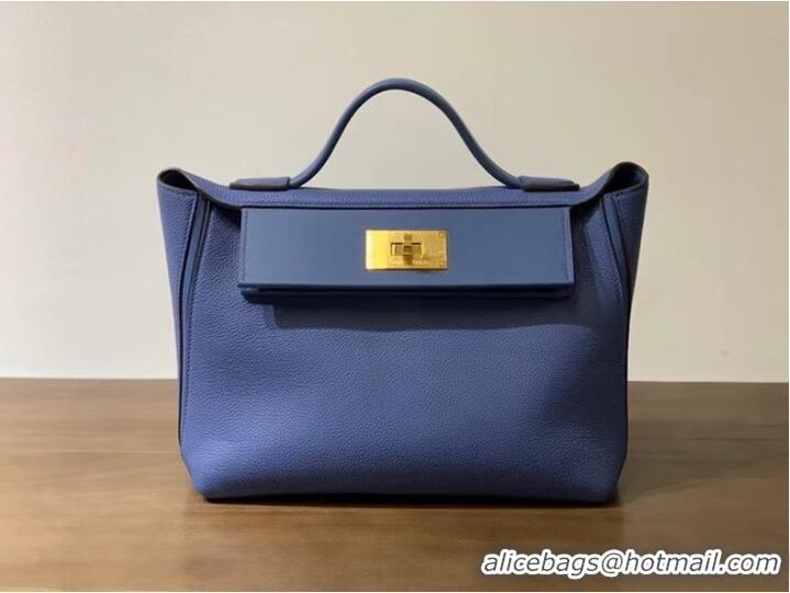 Top Quality Hermes Kelly Original togo Leather Tote Bag H2424 Electro optic blue