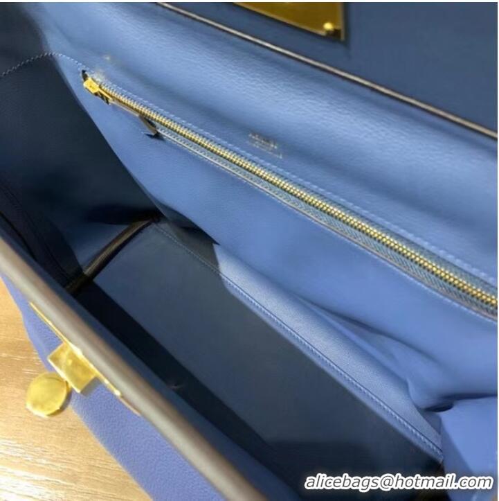 Top Quality Hermes Kelly Original togo Leather Tote Bag H2424 Electro optic blue