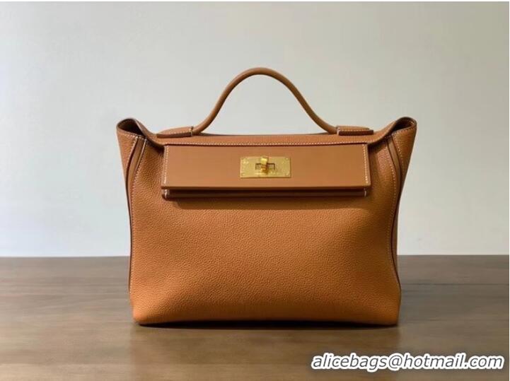 Top Grade Hermes Kelly Original togo Leather Tote Bag H2424 gold brown