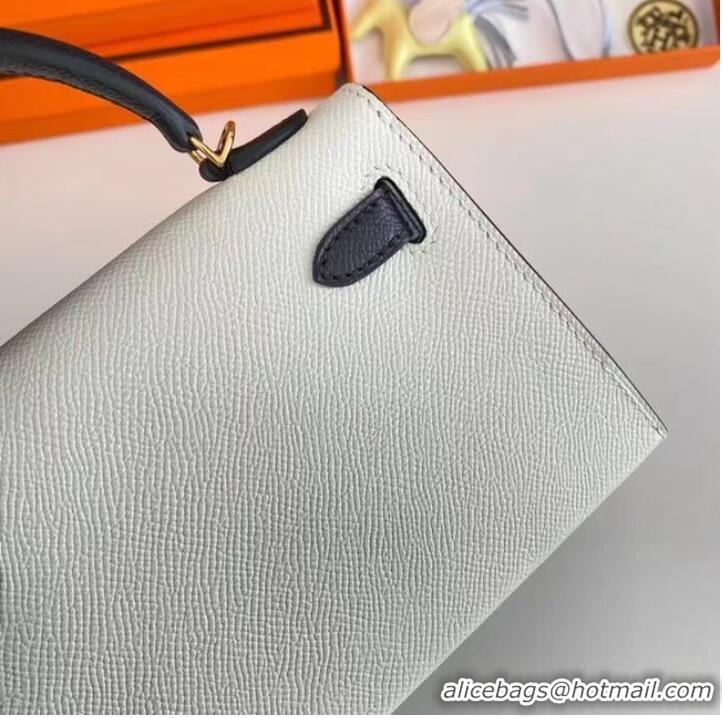 Unique Grade Hermes Kelly 19cm Shoulder Bags Epsom Leather KL19 Gold hardware white&black