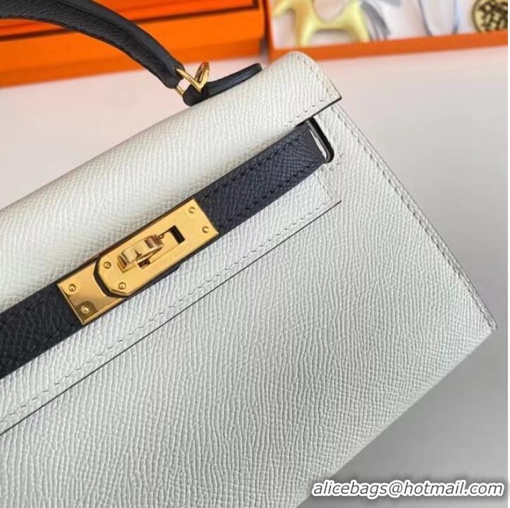 Unique Grade Hermes Kelly 19cm Shoulder Bags Epsom Leather KL19 Gold hardware white&black