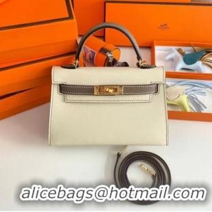 Buy Discount Hermes Kelly 19cm Shoulder Bags Epsom Leather KL19 Gold hardware Cream&gray