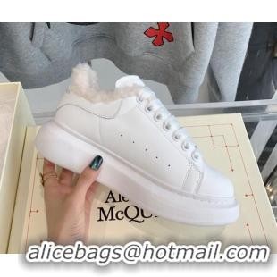 Popular Style Alexander Mcqueen White Calfskin and Shearling Sneakers White 112357